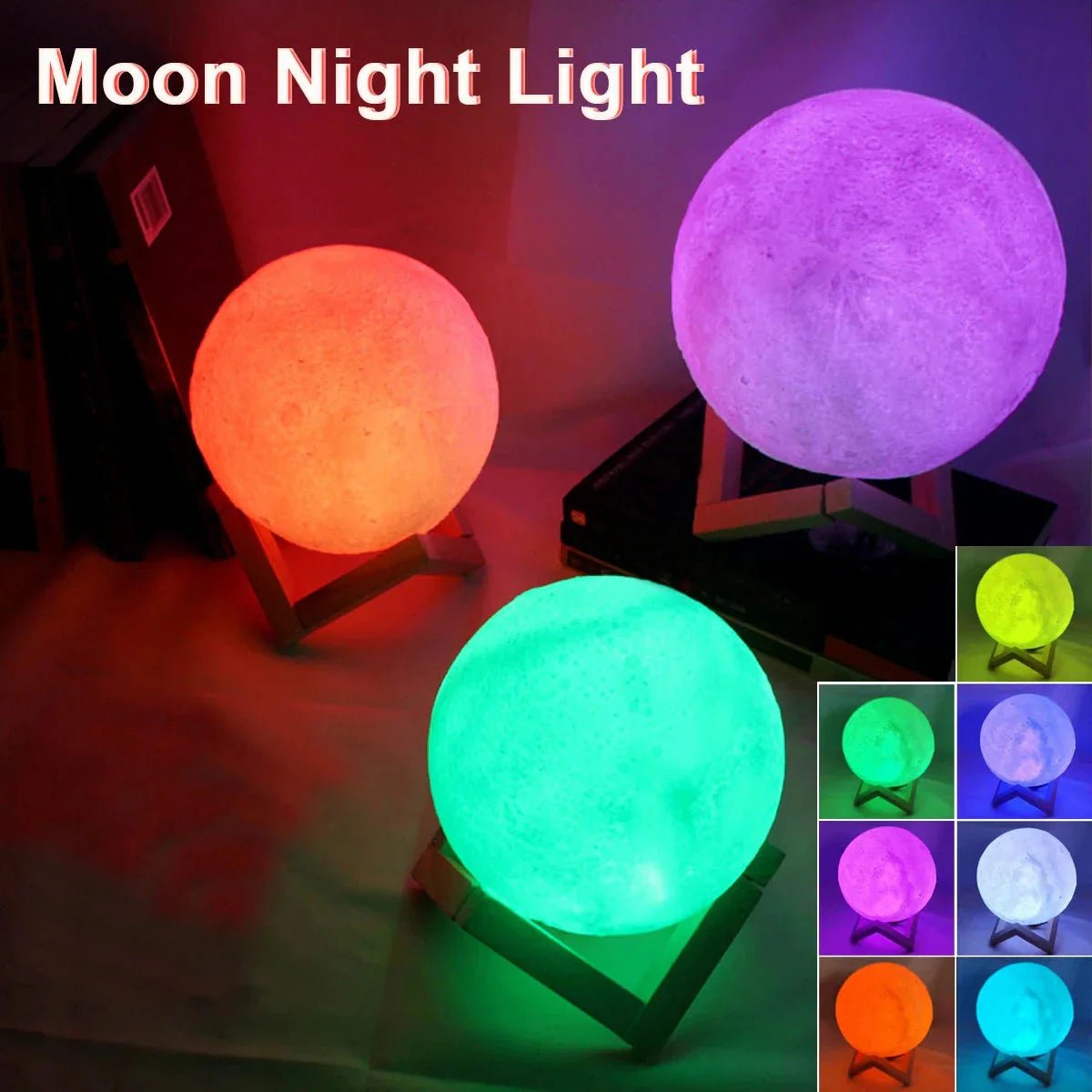 D5 Starry Moon Lamp 8Cm - LED Night Light with Stand, Perfect for Bedroom Decor and Gifts - Sekani Store