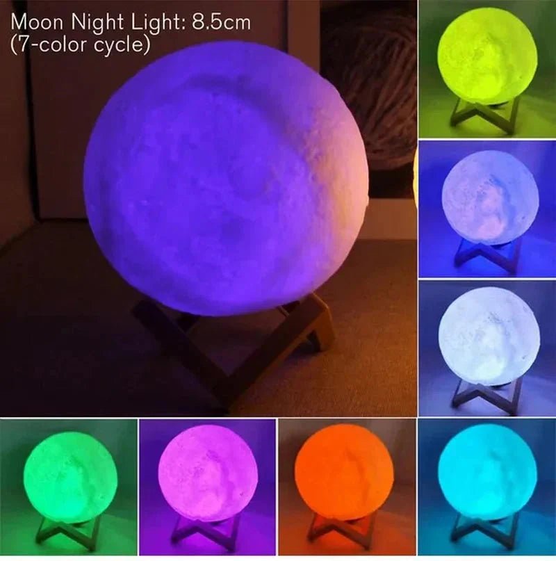 D5 Starry Moon Lamp 8Cm - LED Night Light with Stand, Perfect for Bedroom Decor and Gifts - Sekani Store
