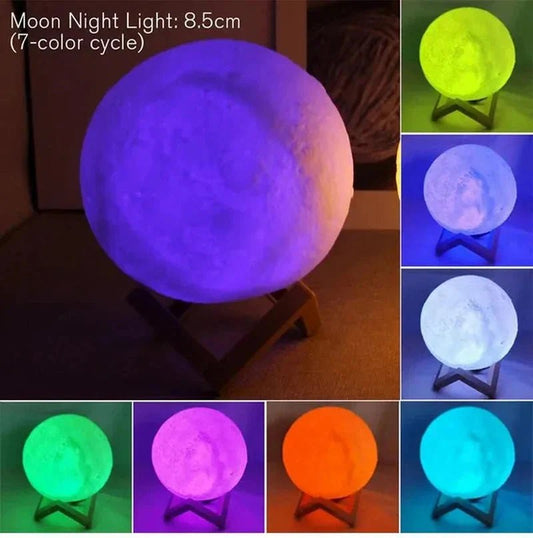 D5 Starry Moon Lamp 8Cm - LED Night Light with Stand, Perfect for Bedroom Decor and Gifts - Sekani Store