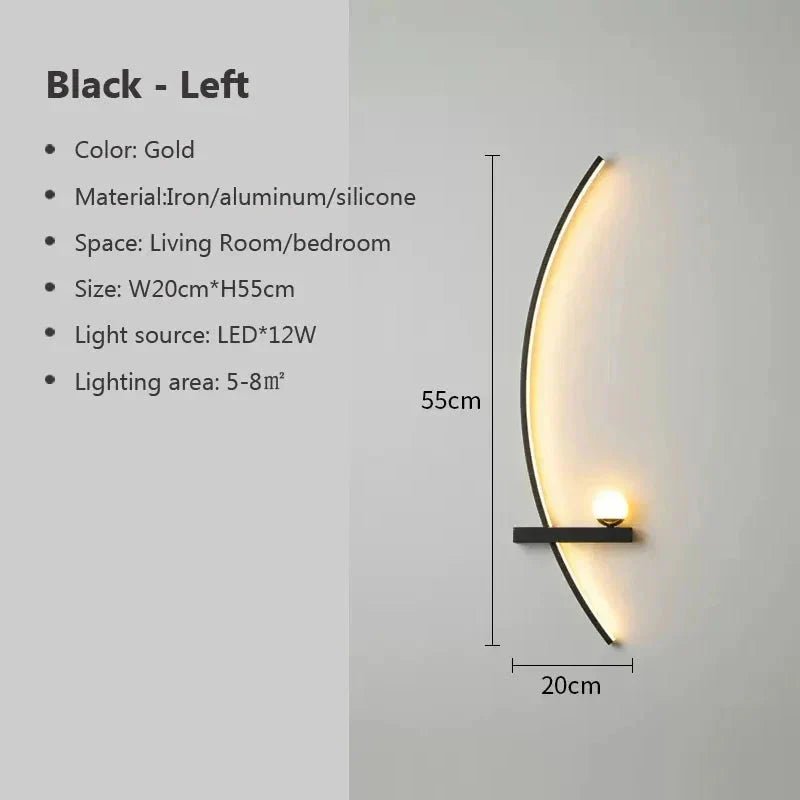 Modern LED Wall Lamp – Minimalist Art Design for Bedroom, Living Room, and Bathroom, Gold/Black - Sekani Store