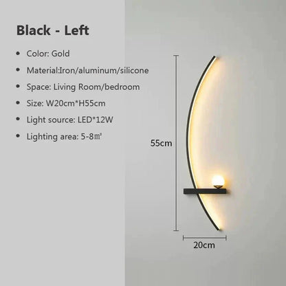 Modern LED Wall Lamp – Minimalist Art Design for Bedroom, Living Room, and Bathroom, Gold/Black - Sekani Store
