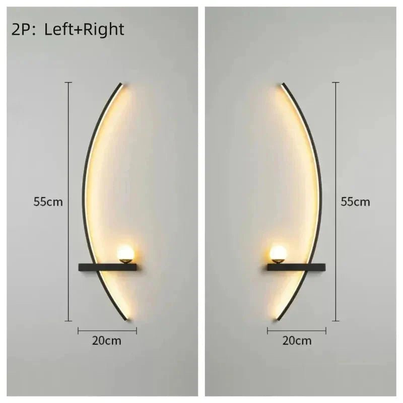 Modern LED Wall Lamp – Minimalist Art Design for Bedroom, Living Room, and Bathroom, Gold/Black - Sekani Store