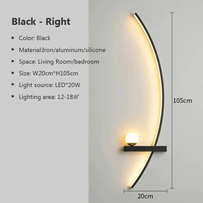 Modern LED Wall Lamp – Minimalist Art Design for Bedroom, Living Room, and Bathroom, Gold/Black - Sekani Store