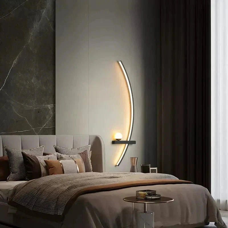 Modern LED Wall Lamp – Minimalist Art Design for Bedroom, Living Room, and Bathroom, Gold/Black - Sekani Store