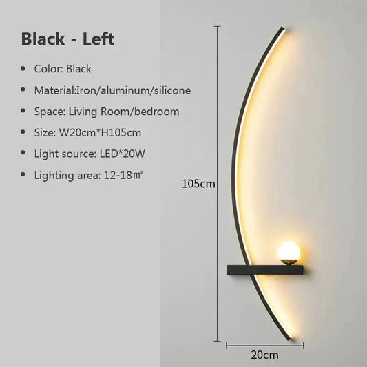 Modern LED Wall Lamp – Minimalist Art Design for Bedroom, Living Room, and Bathroom, Gold/Black - Sekani Store