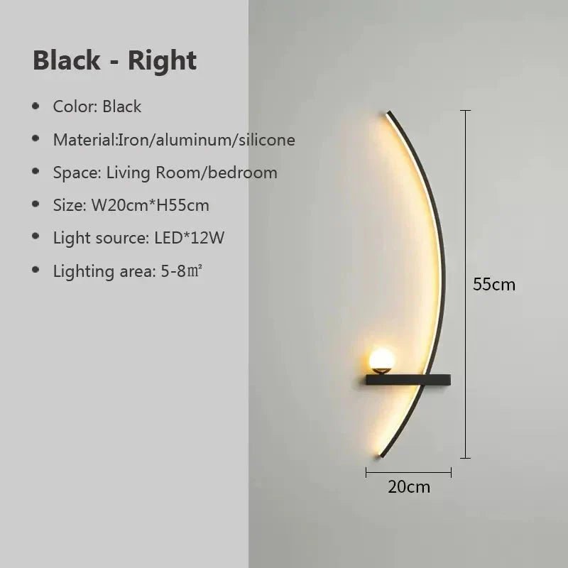 Modern LED Wall Lamp – Minimalist Art Design for Bedroom, Living Room, and Bathroom, Gold/Black - Sekani Store