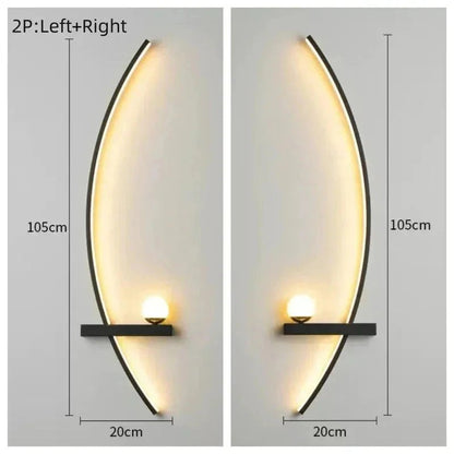 Modern LED Wall Lamp – Minimalist Art Design for Bedroom, Living Room, and Bathroom, Gold/Black - Sekani Store